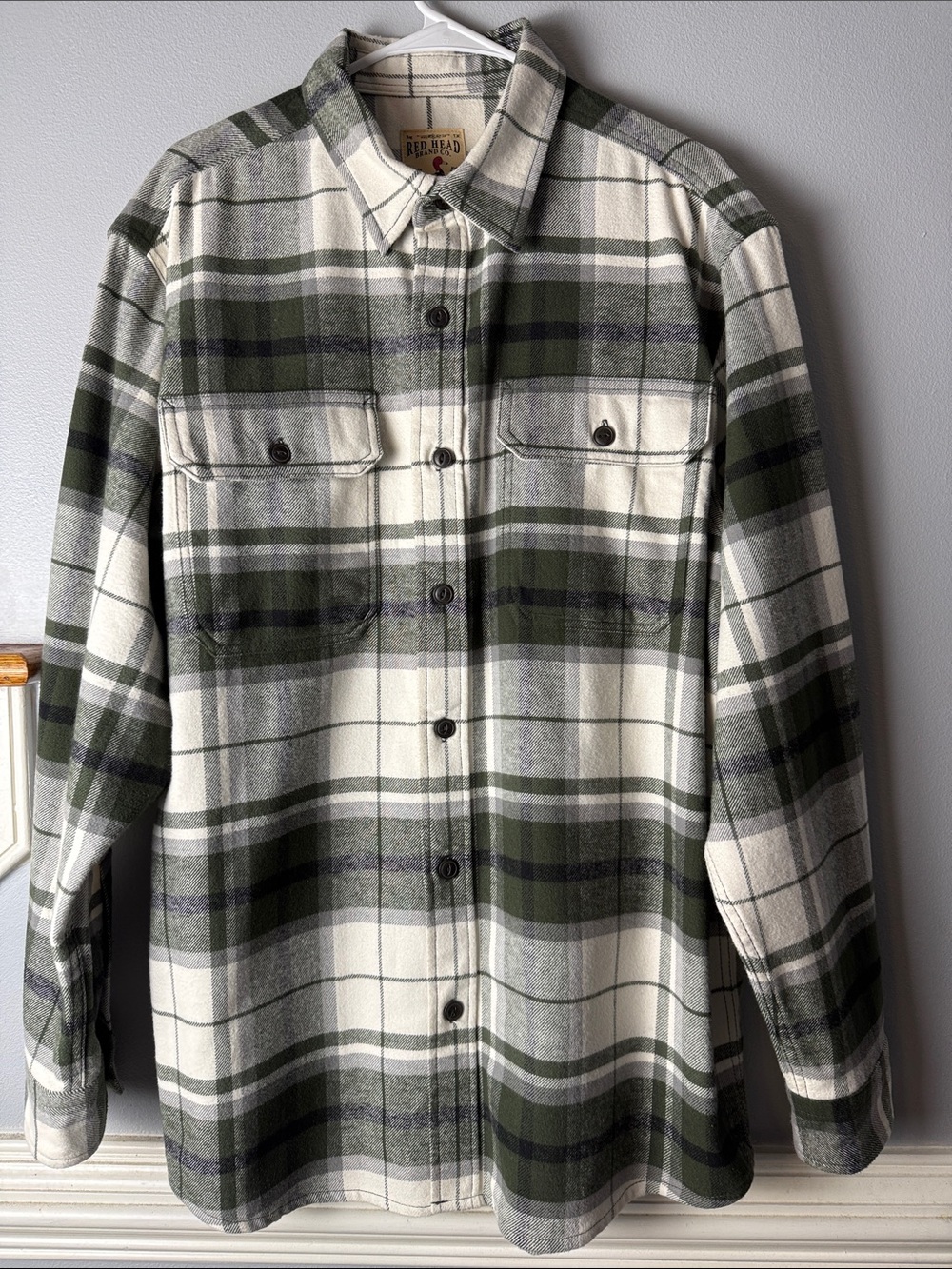 RedHead Green and Cream Plaid Button-Down Shirt - Men's Casual